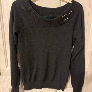 Ralph Lauren Charcoal Sweater with Buckle Accent